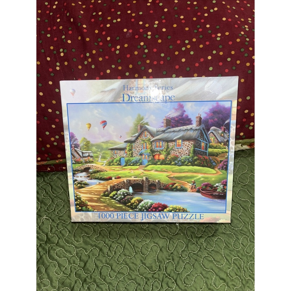 Harmony Series 1000‎ Piece Puzzle Stone cottage, River, Flowers "dreamscape"